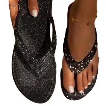 1 пара сандалий привлекательная мода с открытым носком пляжные сандалии без запаха тапочки со стразами