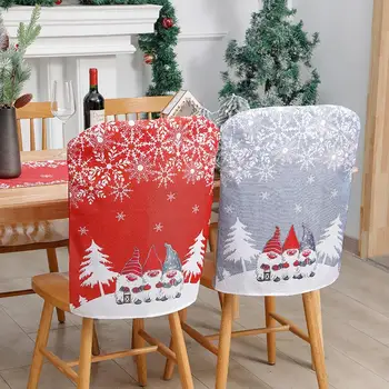 Праздничное украшение стула Рождественский чехол для стула Праздничный обеденный стул Задние крышки Растягивающиеся съемные моющиеся на Рождество