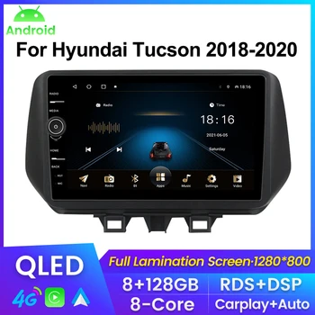 QLED экран Android11 8 + 128G Автомагнитола для HYUNDAI TUCSON IX35 2018 2019 2020 Мультимедийный плеер Carplay + Auto WIFI 4G RDS DSP BT