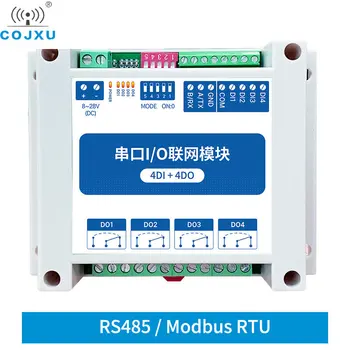 ModBus RTU Модуль последовательного ввода-вывода RS485 Интерфейс 4DI+4DO 4 цифровых выхода Установка на рейку 8 ~ 28 В постоянного тока COJXU MA01-AXCX4040