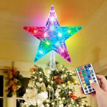 22 см Рождественская звезда Елка Волшебные огни 25LED Рождественская елка Top Star Garland Light 5-точечный звездный свет для декора рождественской елки