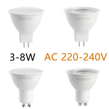 светодиодный прожектор GU10 GU5.3 AC220V высокая светоотдача, без мерцания, теплый белый свет 3W-8W, может заменить галогенную лампу 20 Вт 50 Вт