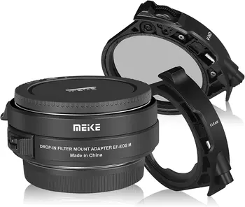 Адаптер автофокусировки Meike MK-EFTM-C со вставным нейтральным фильтром и УФ-фильтром для объектива Canon EF на EOS M M2 M3 M5 M10 M50 M50II M100 M200