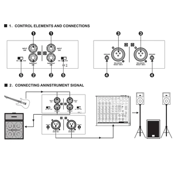 DI-2 Аудио изолятор Пассивный аудио DI Box Аудио шумоподавитель Гитарный изолятор Резистор Антишумный аудио преобразователь