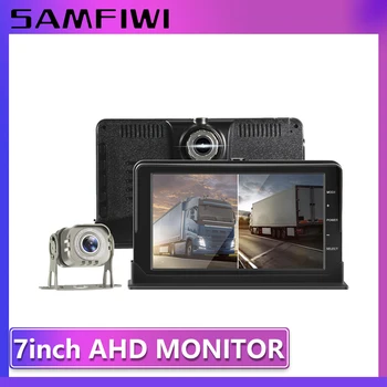 AHD 7-дюймовый монитор грузовика для автомобилей Монитор автомобиля Регистратор вождения Двойной объектив Передняя / задняя HD камера заднего вида ночного видения