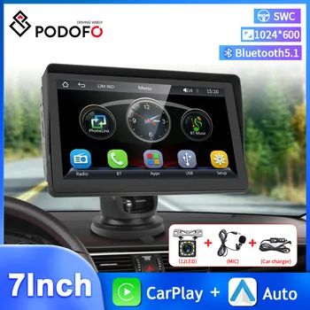 Podofo 7'' Автомагнитола Беспроводная Carplay MP5 Портативный Android Авто Универсальный мультимедийный плеер B600 Mirror Link GPS Камера заднего вида