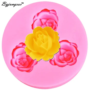 Эпоксидная УФ-смола M005 3D Цветок Роза Силиконовая форма Сладкие ювелирные изделия Шарм Глина Смола Резинка Помадка Инструмент для украшения торта