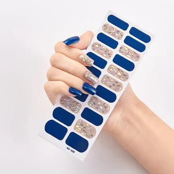 22tips модные наклейки для ногтей очарование наклейки синие бриллианты для ногтей наклейки маникюр DIY лак для ногтей полоски обертки для декора вечеринки