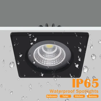 IP65 Водонепроницаемый светодиодный встраиваемый точечный светильник 5 Вт 7 Вт 9 Вт 12 Вт 15 Вт Круглые / квадратные потолочные светильники для кухни Декор Ванная комната Светильники