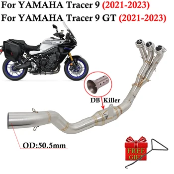 Slip On Для Yamaha Tracer9 Tracer 9 GT 2021 2022 2023 Системы эвакуации выхлопных газов мотоцикла Модифицированный глушитель переднего звена 51 мм